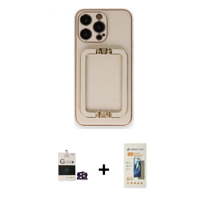 MARSİLYAN™- iPhone 14 Pro Max Kılıf Kozmos Minimal Prime - Siyah 6D Mat Seramik Hayalet Nano Ekran Koruyucu + Bilvis Titan Kamera Lens - GD