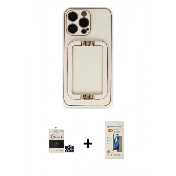 MARSİLYAN™- iPhone 14 Pro Max Kılıf Kozmos Minimal Prime - Siyah 6D Mat Seramik Hayalet Nano Ekran Koruyucu + Bilvis Titan Kamera Lens - GS