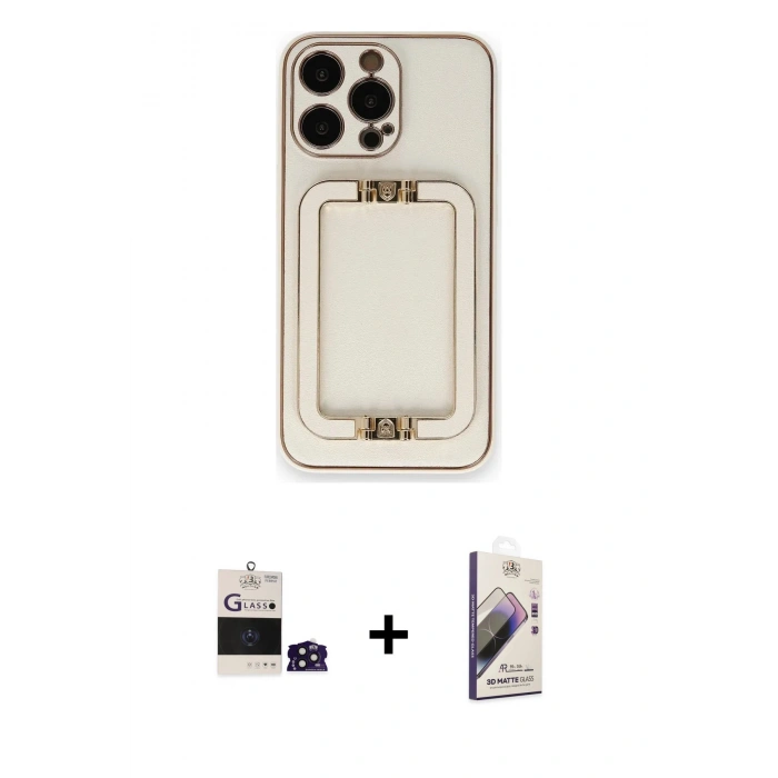 MARSİLYAN™- iPhone 14 Pro Max Kılıf Kozmos Minimal Prime - Siyah Bilvis 3D Mat Cam Ekran Koruyucu + Bilvis Titan Kamera Lens - DNMR