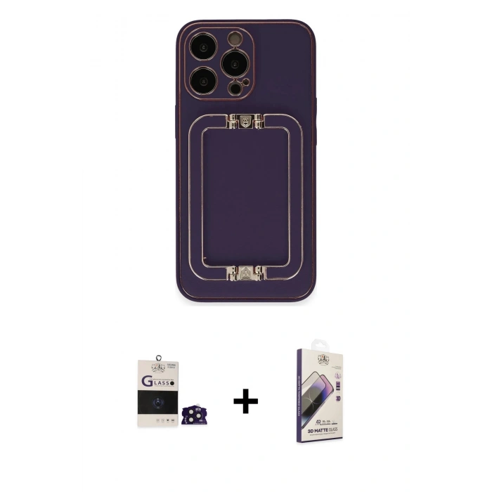 MARSİLYAN™- iPhone 14 Pro Max Kılıf Kozmos Minimal Prime - Siyah Bilvis 3D Mat Cam Ekran Koruyucu + Bilvis Titan Kamera Lens - DNMR