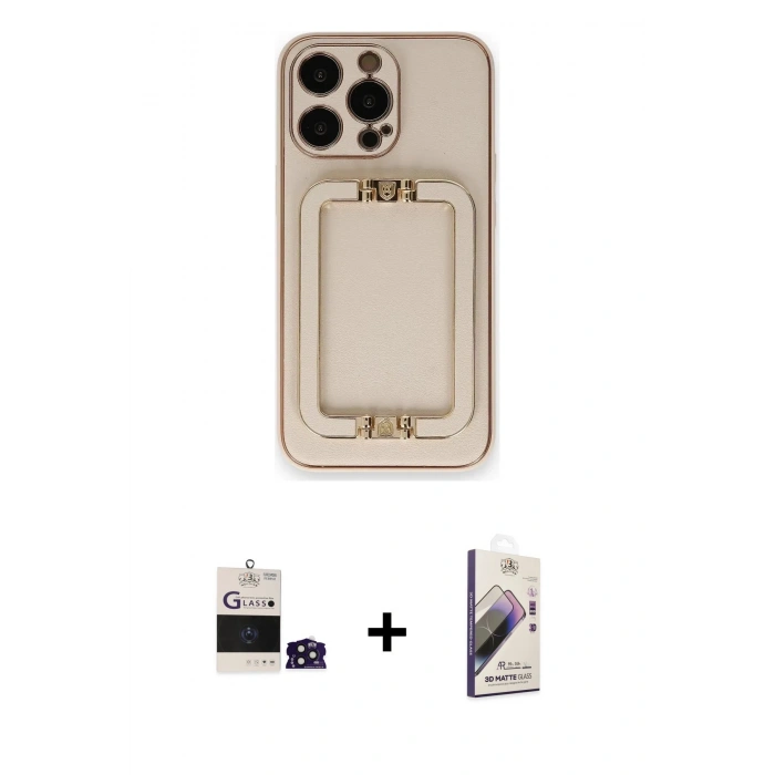 MARSİLYAN™- iPhone 14 Pro Max Kılıf Kozmos Minimal Prime - Siyah Bilvis 3D Mat Cam Ekran Koruyucu + Bilvis Titan Kamera Lens - DNMR