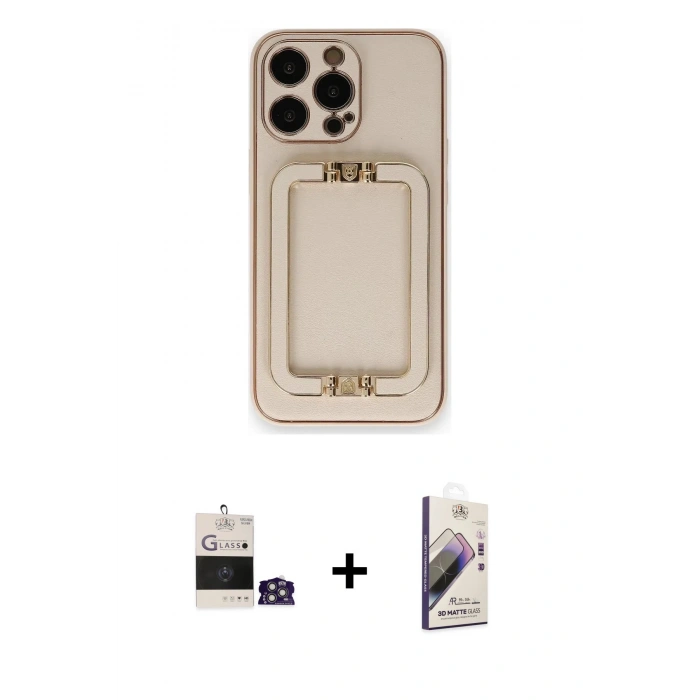 MARSİLYAN™- iPhone 14 Pro Max Kılıf Kozmos Minimal Prime - Siyah Bilvis 3D Mat Cam Ekran Koruyucu + Gümüş Bilvis Titan Kamera Lens