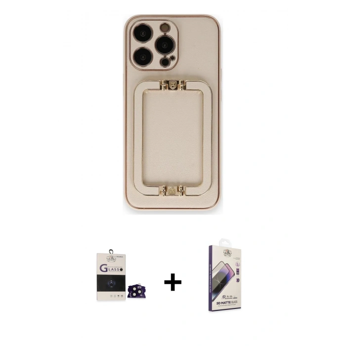 MARSİLYAN™- iPhone 14 Pro Max Kılıf Kozmos Minimal Prime - Siyah Bilvis 3D Mat Cam Ekran Koruyucu + Siyah Bilvis Titan Kamera Lens