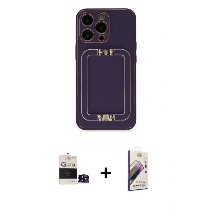 MARSİLYAN™- iPhone 14 Pro Max Kılıf Kozmos Minimal Prime - Siyah Bilvis 3D Mat Cam Ekran Koruyucu + Siyah Bilvis Titan Kamera Lens