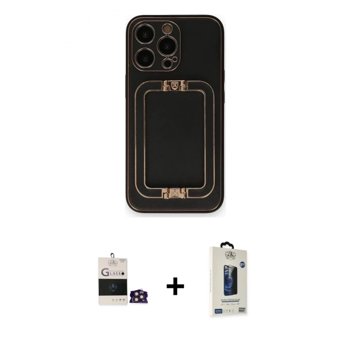 MARSİLYAN™- iPhone 14 Pro Max Kılıf Kozmos Minimal Prime - Siyah Bilvis Hayalet Cam Ekran Koruyucu + Bilvis Titan Kamera Lens - GD