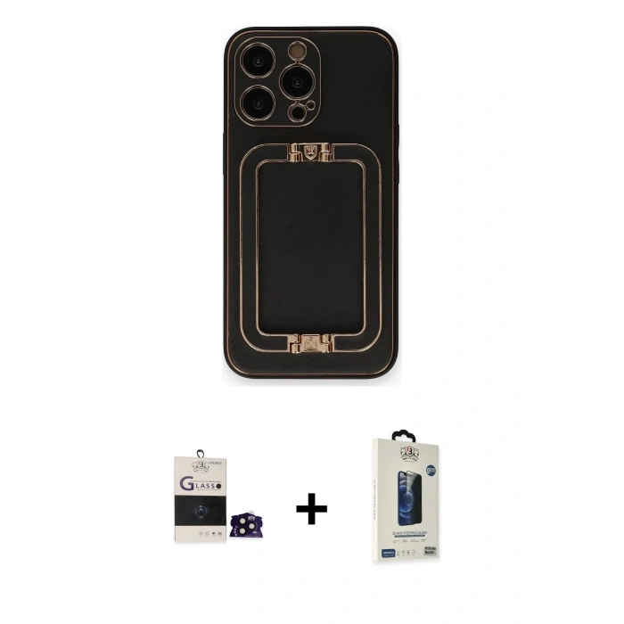 MARSİLYAN™- iPhone 14 Pro Max Kılıf Kozmos Minimal Prime - Siyah Bilvis Hayalet Cam Ekran Koruyucu + Siyah Bilvis Titan Kamera Lens