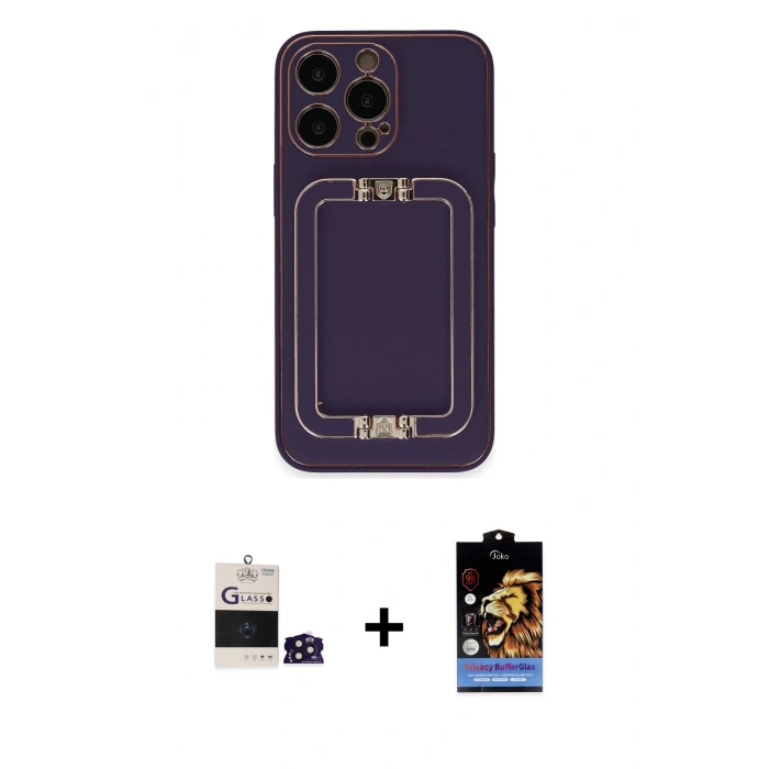 MARSİLYAN™- iPhone 14 Pro Max Kılıf Kozmos Minimal Prime - Siyah Buffer Hayalet Cam Ekran Koruyucu + Bilvis Titan Kamera Lens - DNMR