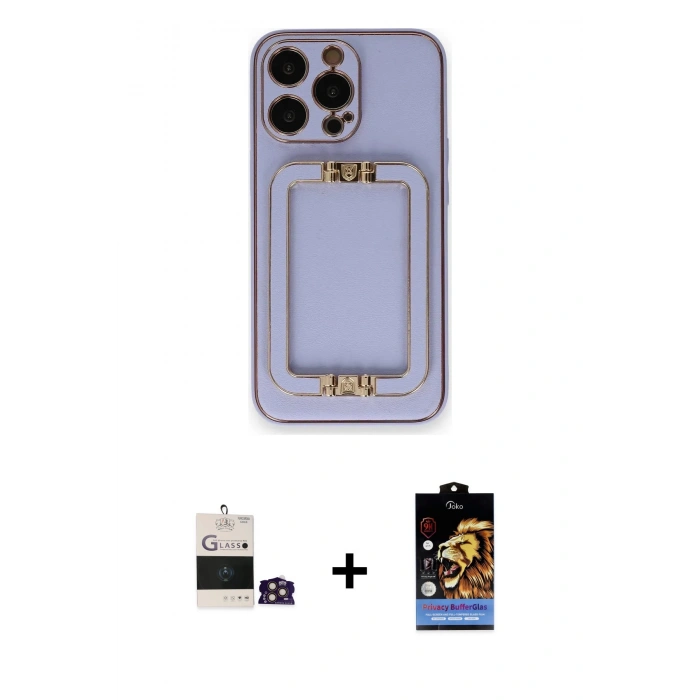 MARSİLYAN™- iPhone 14 Pro Max Kılıf Kozmos Minimal Prime - Siyah Buffer Hayalet Cam Ekran Koruyucu + Bilvis Titan Kamera Lens - GD