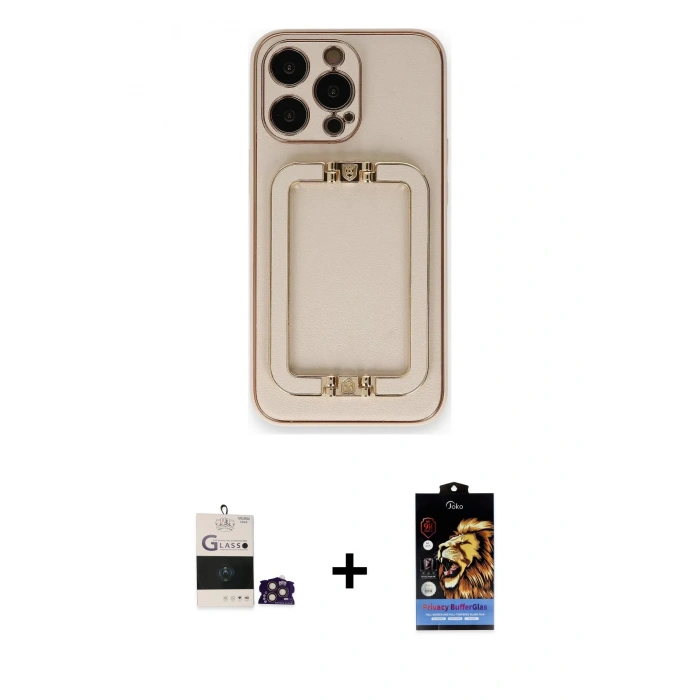 MARSİLYAN™- iPhone 14 Pro Max Kılıf Kozmos Minimal Prime - Siyah Buffer Hayalet Cam Ekran Koruyucu + Bilvis Titan Kamera Lens - GD
