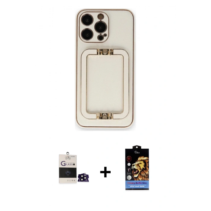 MARSİLYAN™- iPhone 14 Pro Max Kılıf Kozmos Minimal Prime - Siyah Buffer Hayalet Cam Ekran Koruyucu + Bilvis Titan Kamera Lens - SH