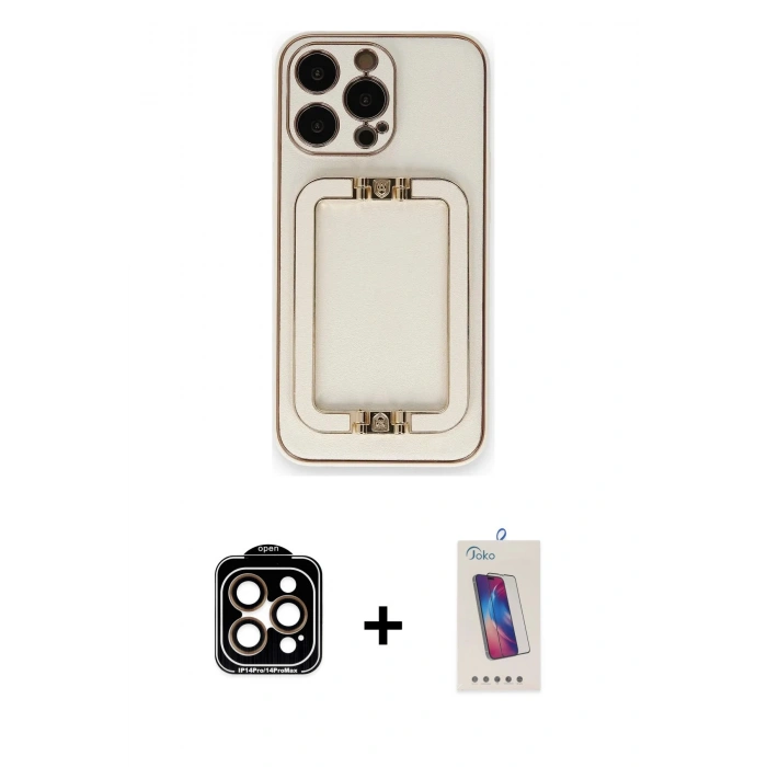 MARSİLYAN™- iPhone 14 Pro Max Kılıf Kozmos Minimal Prime - Siyah Joko 5D Cam + PVD Metal Kamera Lens - TU