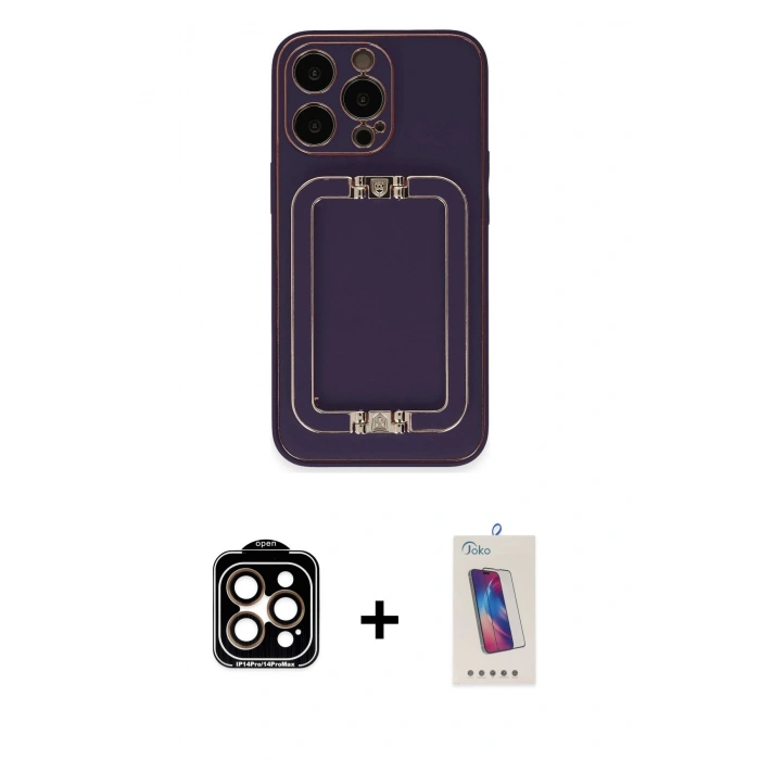 MARSİLYAN™- iPhone 14 Pro Max Kılıf Kozmos Minimal Prime - Siyah Joko 5D Cam + PVD Metal Kamera Lens - TU