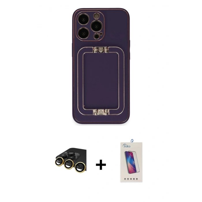 MARSİLYAN™- iPhone 14 Pro Max Kılıf Kozmos Minimal Prime - Siyah Joko 5D Cam + Raze Metal Kamera Lens - GD