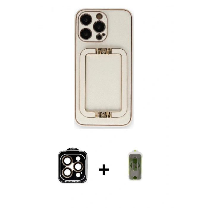 MARSİLYAN™- iPhone 14 Pro Max Kılıf Kozmos Minimal Prime - Siyah Joko Magic 5D Hayalet Cam + PVD Metal Kamera Lens - TU