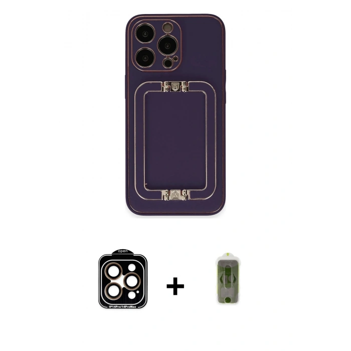MARSİLYAN™- iPhone 14 Pro Max Kılıf Kozmos Minimal Prime - Siyah Joko Magic 5D Hayalet Cam + PVD Metal Kamera Lens - TU