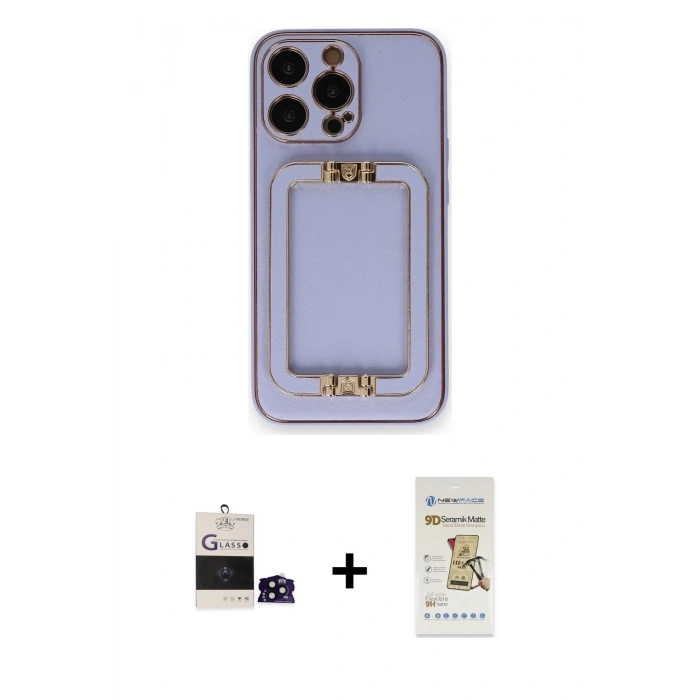 MARSİLYAN™- iPhone 14 Pro Max Kılıf Kozmos Minimal Prime - Siyah Mat Seramik Nano Ekran Koruyucu + Bilvis Titan Kamera Lens - SH