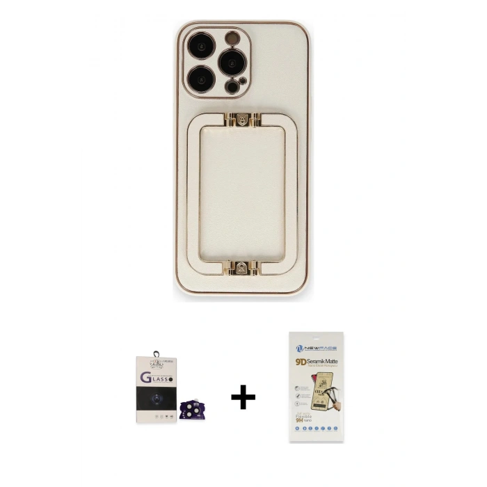 MARSİLYAN™- iPhone 14 Pro Max Kılıf Kozmos Minimal Prime - Siyah Mat Seramik Nano Ekran Koruyucu + Bilvis Titan Kamera Lens - SH