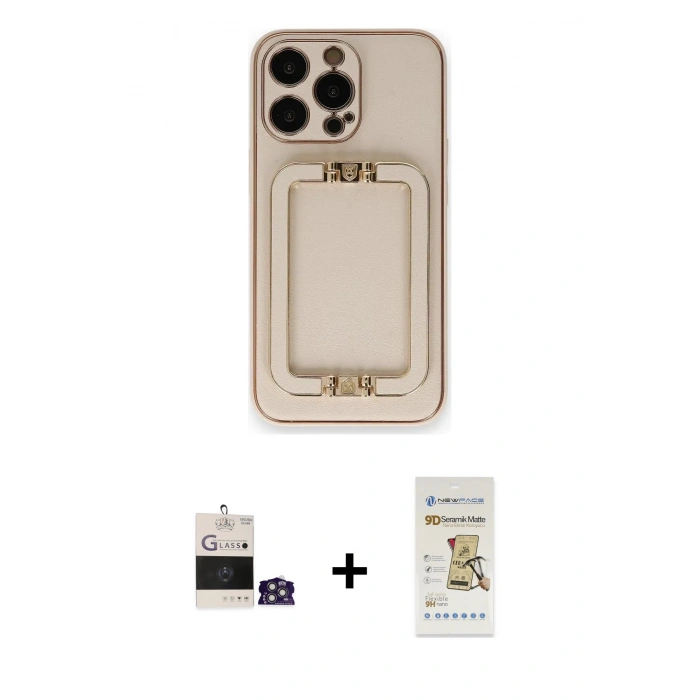 MARSİLYAN™- iPhone 14 Pro Max Kılıf Kozmos Minimal Prime - Siyah Mat Seramik Nano Ekran Koruyucu + Bilvis Titan Kamera Lens - GS