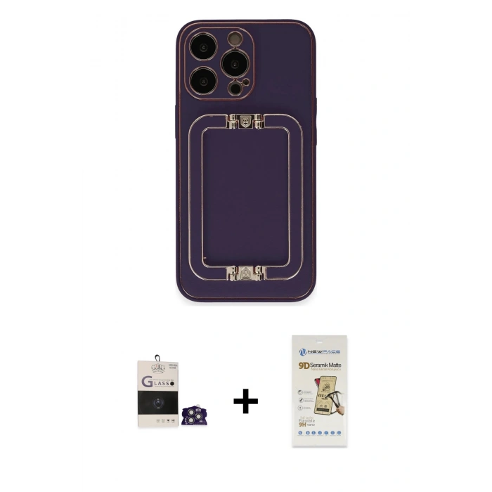 MARSİLYAN™- iPhone 14 Pro Max Kılıf Kozmos Minimal Prime - Siyah Mat Seramik Nano Ekran Koruyucu + Bilvis Titan Kamera Lens - GS