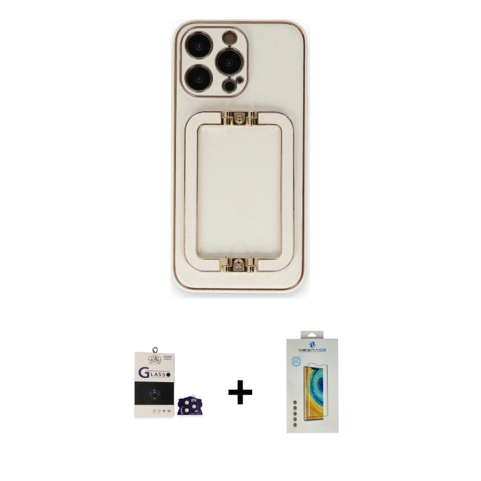 MARSİLYAN™- iPhone 14 Pro Max Kılıf Kozmos Minimal Prime - Siyah Polymer Nano Ekran Koruyucu + Bilvis Titan Kamera Lens - DNMR