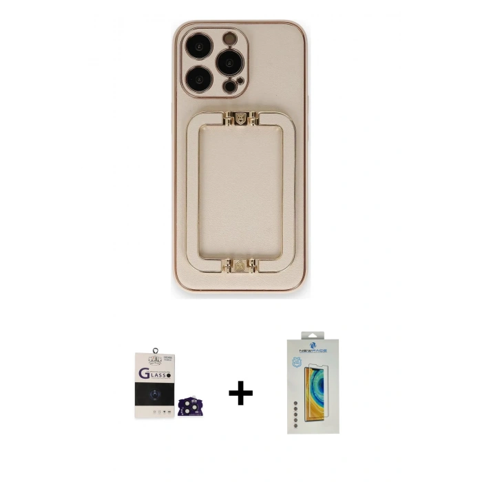 MARSİLYAN™- iPhone 14 Pro Max Kılıf Kozmos Minimal Prime - Siyah Polymer Nano Ekran Koruyucu + Bilvis Titan Kamera Lens - DNMR