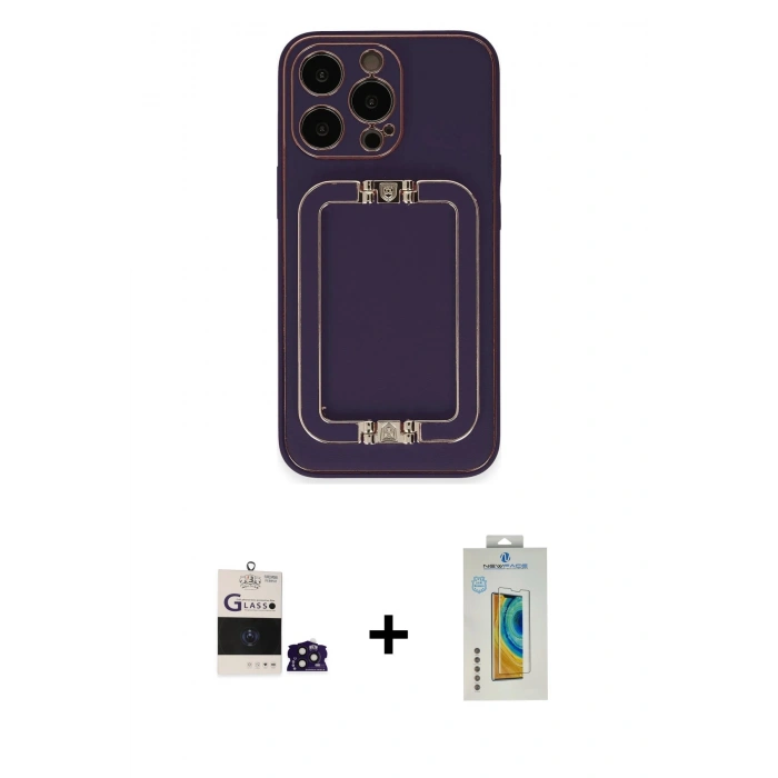 MARSİLYAN™- iPhone 14 Pro Max Kılıf Kozmos Minimal Prime - Siyah Polymer Nano Ekran Koruyucu + Bilvis Titan Kamera Lens - DNMR