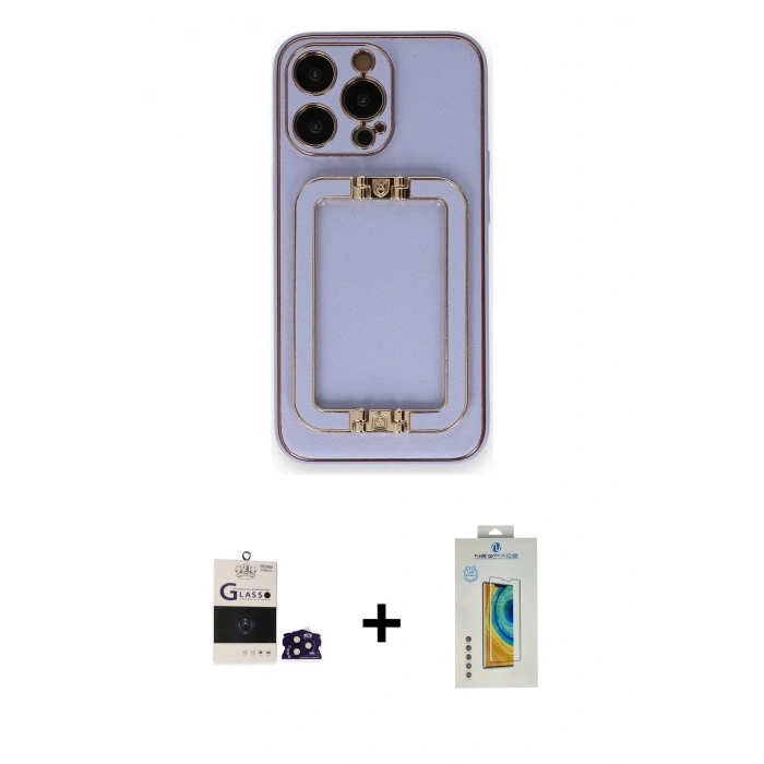 MARSİLYAN™- iPhone 14 Pro Max Kılıf Kozmos Minimal Prime - Siyah Polymer Nano Ekran Koruyucu + Bilvis Titan Kamera Lens - DNMR