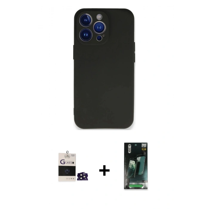 MARSİLYAN™- iPhone 14 Pro Max Kılıf Kozmos Yansıma Özel Seri - Şeffaf 360 Full Body Arka Koruyucu + Bilvis Titan Kamera Lens - DNMR