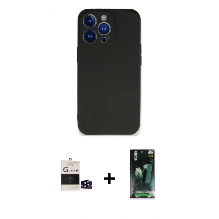 MARSİLYAN™- iPhone 14 Pro Max Kılıf Kozmos Yansıma Özel Seri - Şeffaf 360 Full Body Arka Koruyucu + Bilvis Titan Kamera Lens - SH