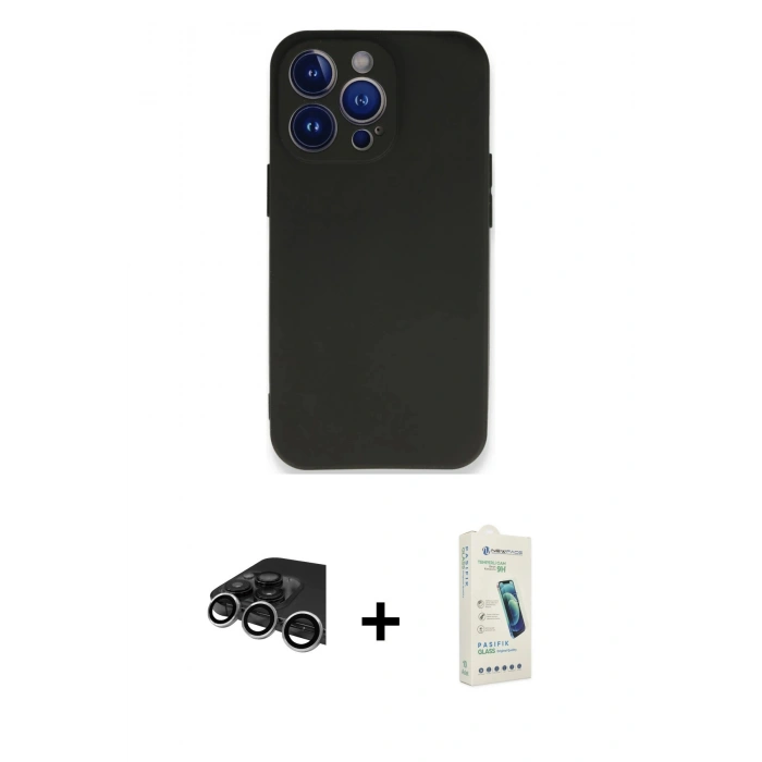 MARSİLYAN™- iPhone 14 Pro Max Kılıf Kozmos Yansıma Özel Seri - Şeffaf Pasifik Cam Ekran Koruyucu + Raze Metal Kamera Lens - GS