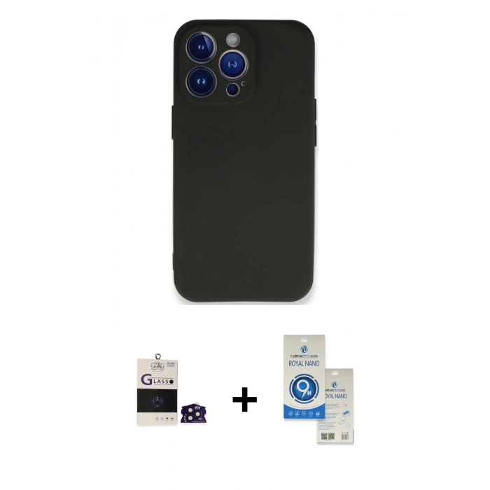 MARSİLYAN™- iPhone 14 Pro Max Kılıf Kozmos Yansıma Özel Seri - Şeffaf Royal Nano Ekran Koruyucu + Bilvis Titan Kamera Lens - DNMR