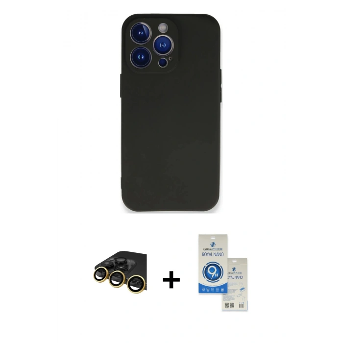 MARSİLYAN™- iPhone 14 Pro Max Kılıf Kozmos Yansıma Özel Seri - Şeffaf Royal Nano Ekran Koruyucu + Raze Metal Kamera Lens - GD