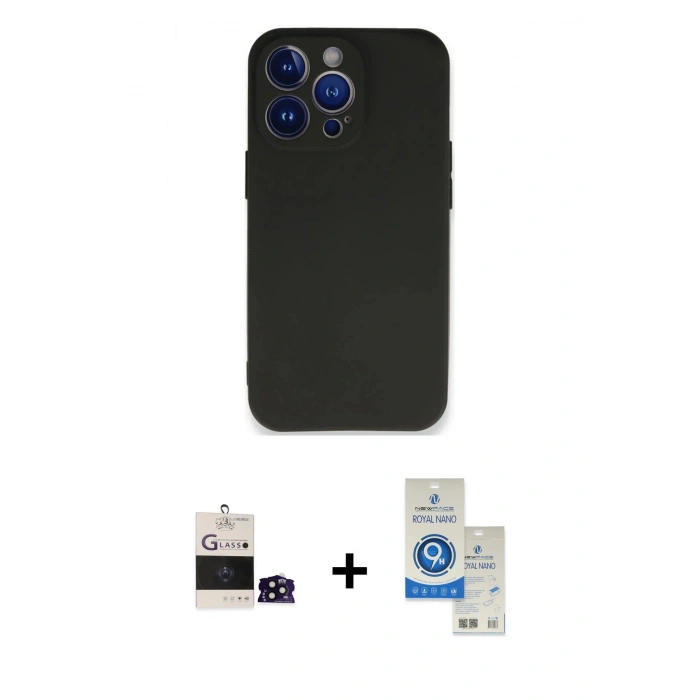 MARSİLYAN™- iPhone 14 Pro Max Kılıf Kozmos Yansıma Özel Seri - Şeffaf Royal Nano Ekran Koruyucu + Bilvis Titan Kamera Lens - SH