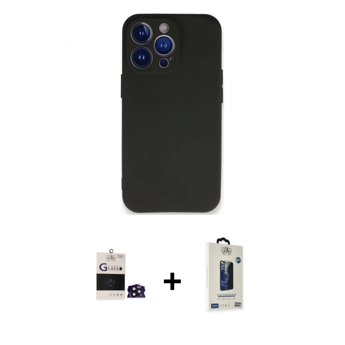 MARSİLYAN™- iPhone 14 Pro Max Kılıf Kozmos Yansıma Özel Seri - Siyah Bilvis Hayalet Cam Ekran Koruyucu + Bilvis Titan Kamera Lens - DNMR