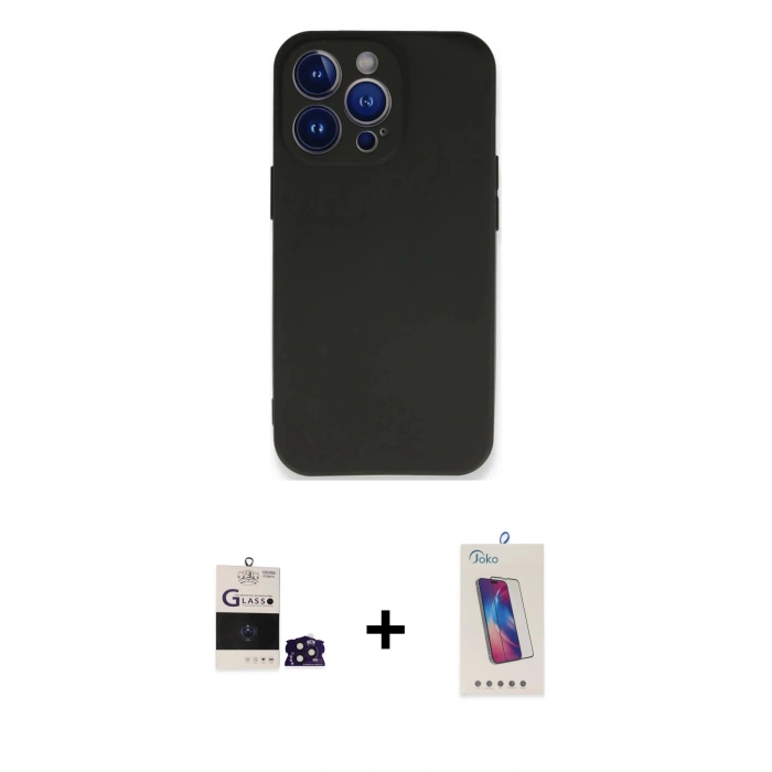 MARSİLYAN™- iPhone 14 Pro Max Kılıf Kozmos Yansıma Özel Seri - Siyah Joko 5D Cam + Bilvis Titan Kamera Lens - DNMR