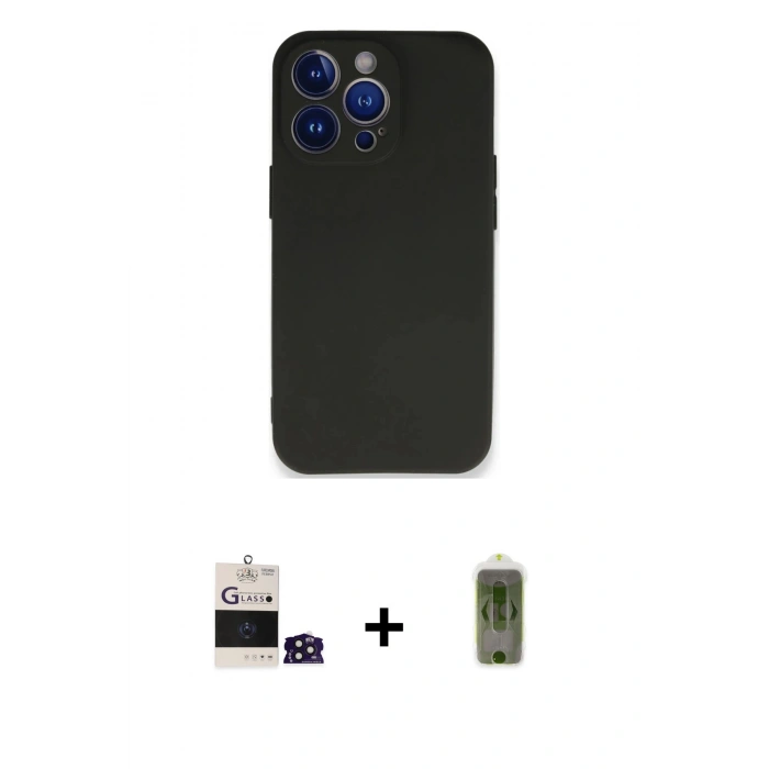 MARSİLYAN™- iPhone 14 Pro Max Kılıf Kozmos Yansıma Özel Seri - Siyah Joko Magic 5D Hayalet Cam + Bilvis Titan Kamera Lens - DNMR
