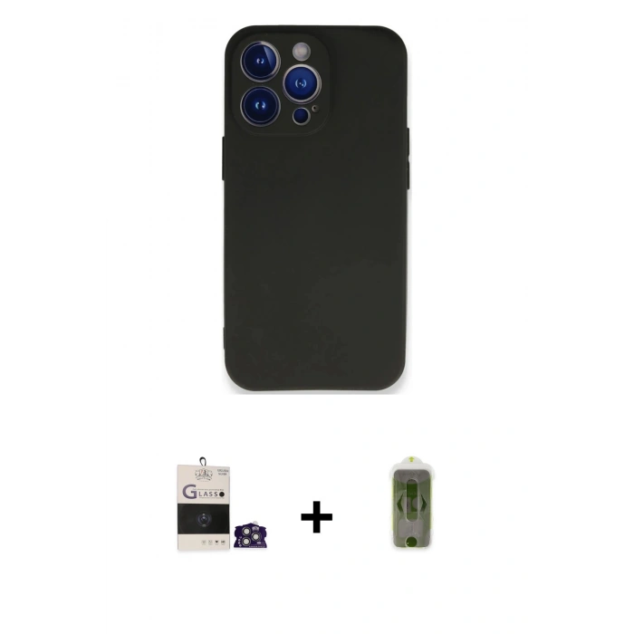 MARSİLYAN™- iPhone 14 Pro Max Kılıf Kozmos Yansıma Özel Seri - Siyah Joko Magic 5D Hayalet Cam + Bilvis Titan Kamera Lens - GS