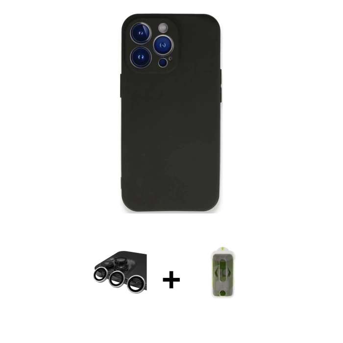 MARSİLYAN™- iPhone 14 Pro Max Kılıf Kozmos Yansıma Özel Seri - Siyah Joko Magic 5D Hayalet Cam + Raze Metal Kamera Lens - GS