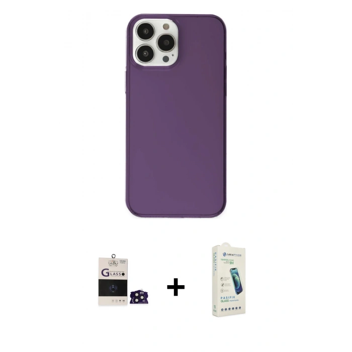 MARSİLYAN™- iPhone 14 Pro Max Kılıf Kutup Doku Koleksiyonu - Şeffaf Pasifik Cam Ekran Koruyucu + Bilvis Titan Kamera Lens - DNMR