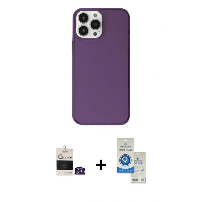 MARSİLYAN™- iPhone 14 Pro Max Kılıf Kutup Doku Koleksiyonu - Şeffaf Royal Nano Ekran Koruyucu + Bilvis Titan Kamera Lens - GS