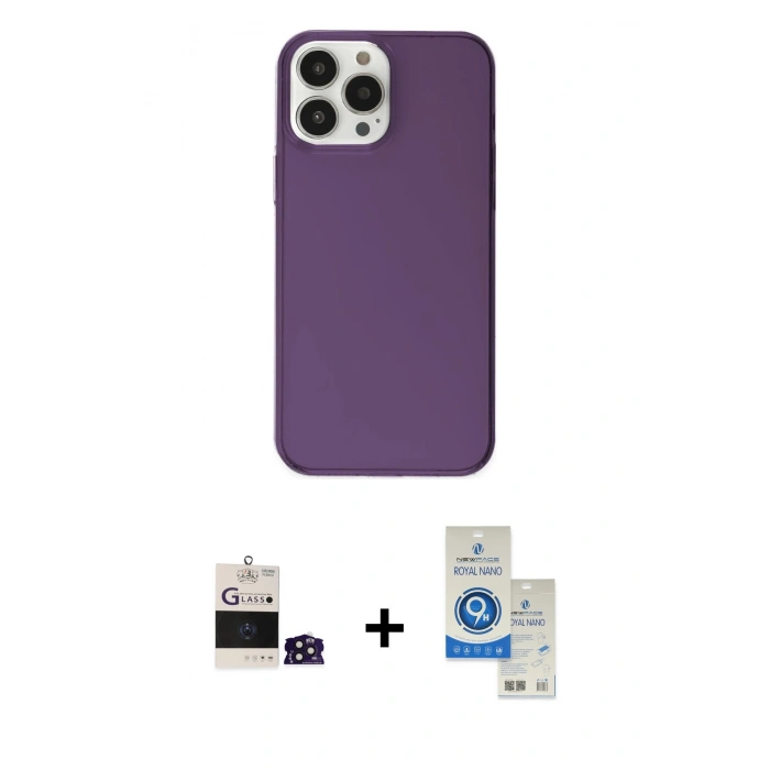 MARSİLYAN™- iPhone 14 Pro Max Kılıf Kutup Doku Koleksiyonu - Şeffaf Royal Nano Ekran Koruyucu + Bilvis Titan Kamera Lens - DNMR