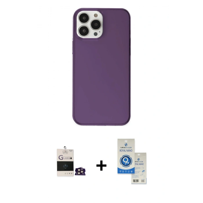 MARSİLYAN™- iPhone 14 Pro Max Kılıf Kutup Doku Koleksiyonu - Şeffaf Royal Nano Ekran Koruyucu + Bilvis Titan Kamera Lens - GD