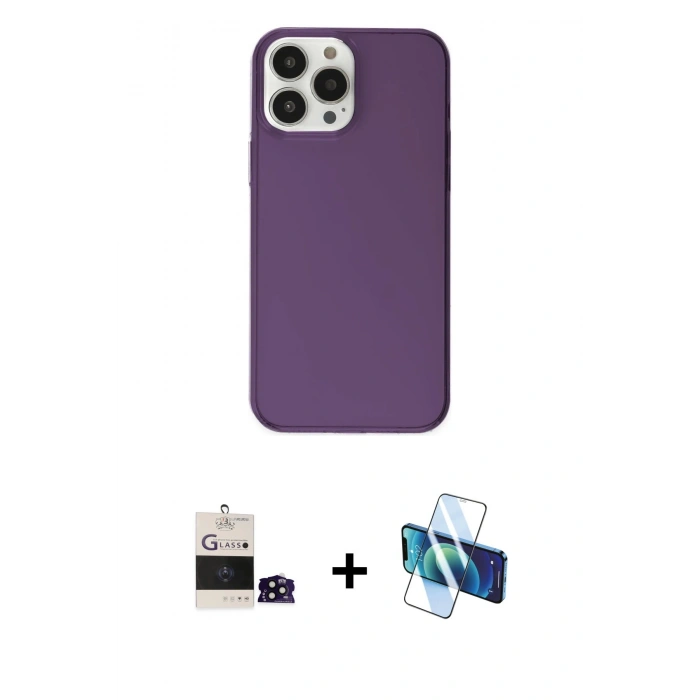 MARSİLYAN™- iPhone 14 Pro Max Kılıf Kutup Doku Koleksiyonu - Siyah 3D Antistatik Cam Ekran Koruyucu + Bilvis Titan Kamera Lens - SH