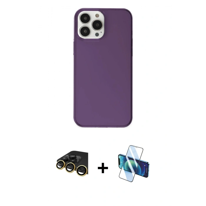 MARSİLYAN™- iPhone 14 Pro Max Kılıf Kutup Doku Koleksiyonu - Siyah 3D Antistatik Cam Ekran Koruyucu + Raze Metal Kamera Lens - GD