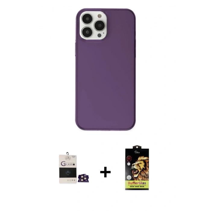 MARSİLYAN™- iPhone 14 Pro Max Kılıf Kutup Doku Koleksiyonu - Siyah Buffer Cam Ekran Koruyucu + Bilvis Titan Kamera Lens - GD