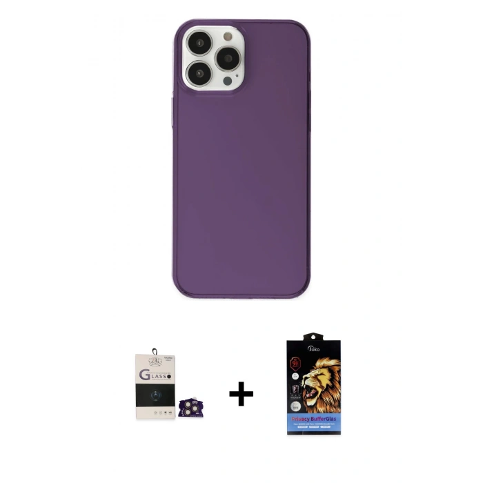 MARSİLYAN™- iPhone 14 Pro Max Kılıf Kutup Doku Koleksiyonu - Siyah Buffer Hayalet Cam Ekran Koruyucu + Bilvis Titan Kamera Lens - GD
