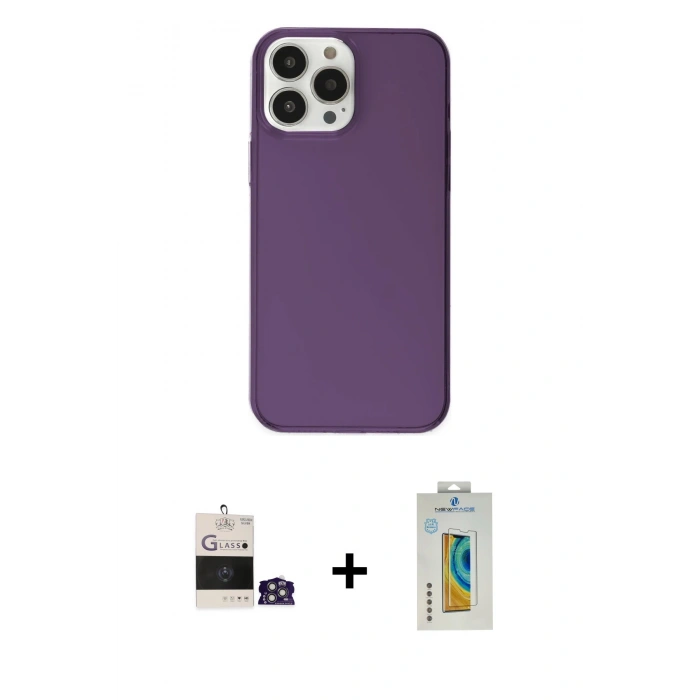 MARSİLYAN™- iPhone 14 Pro Max Kılıf Kutup Doku Koleksiyonu - Siyah Polymer Nano Ekran Koruyucu + Gümüş Bilvis Titan Kamera Lens