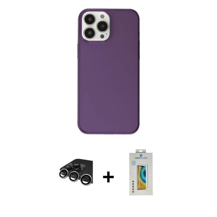 MARSİLYAN™- iPhone 14 Pro Max Kılıf Kutup Doku Koleksiyonu - Siyah Polymer Nano Ekran Koruyucu + Raze Metal Kamera Lens - GS