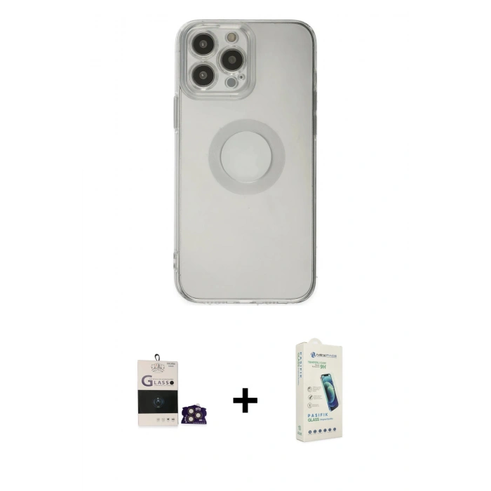 MARSİLYAN™- iPhone 14 Pro Max Kılıf Kutup Klasik - Şeffaf Pasifik Cam Ekran Koruyucu + Bilvis Titan Kamera Lens - GD