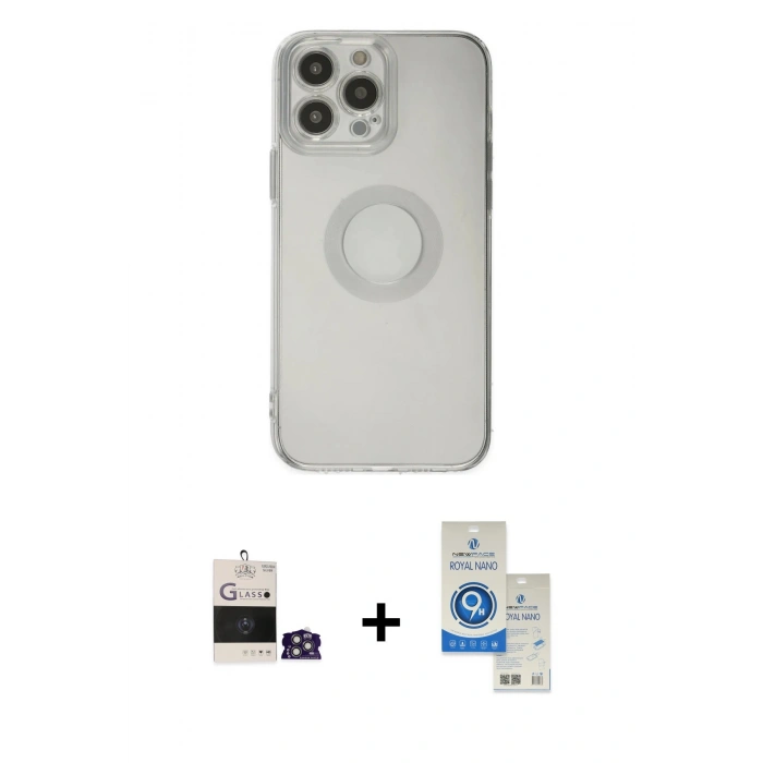 MARSİLYAN™- iPhone 14 Pro Max Kılıf Kutup Klasik - Şeffaf Royal Nano Ekran Koruyucu + Bilvis Titan Kamera Lens - GS